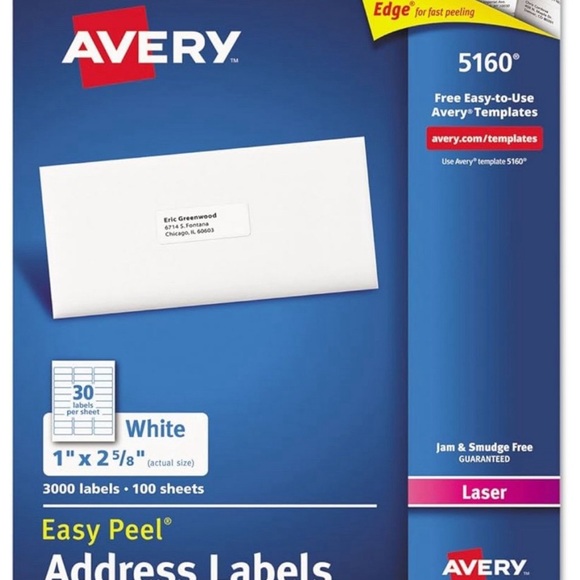 Avery Easy Peel Labels 5160 - Picture 3 of 4